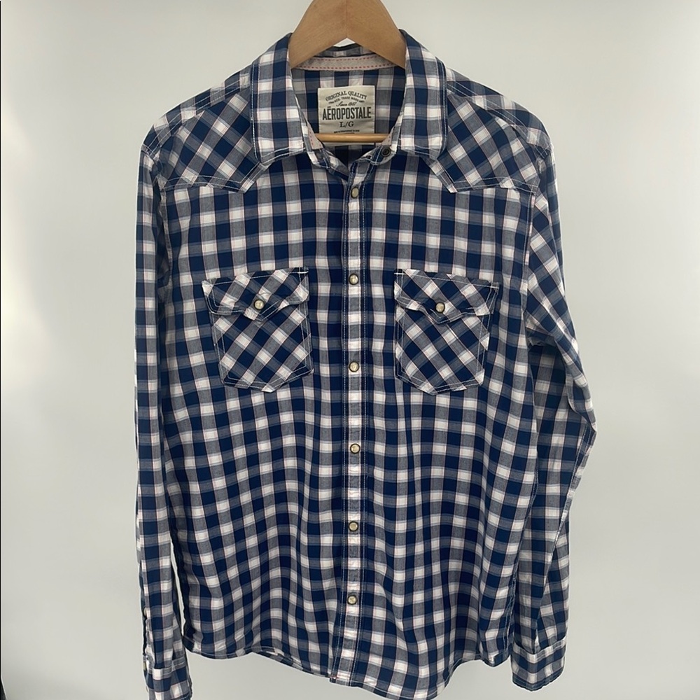 Aeropostale Men's Blue Checkered Shirt